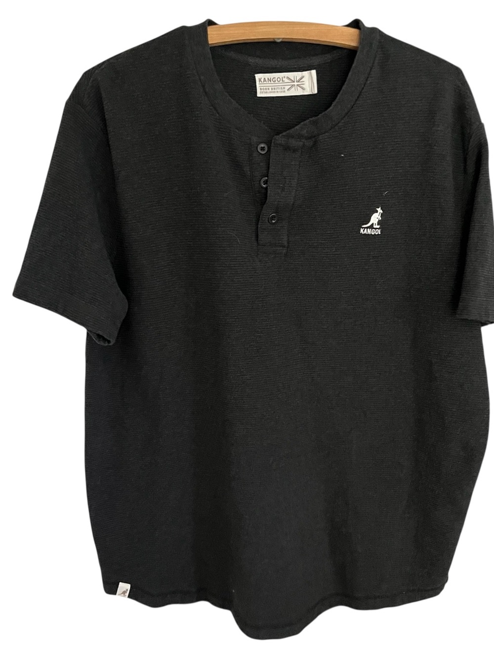 Kangol Black Short Sleeve Henley Tee